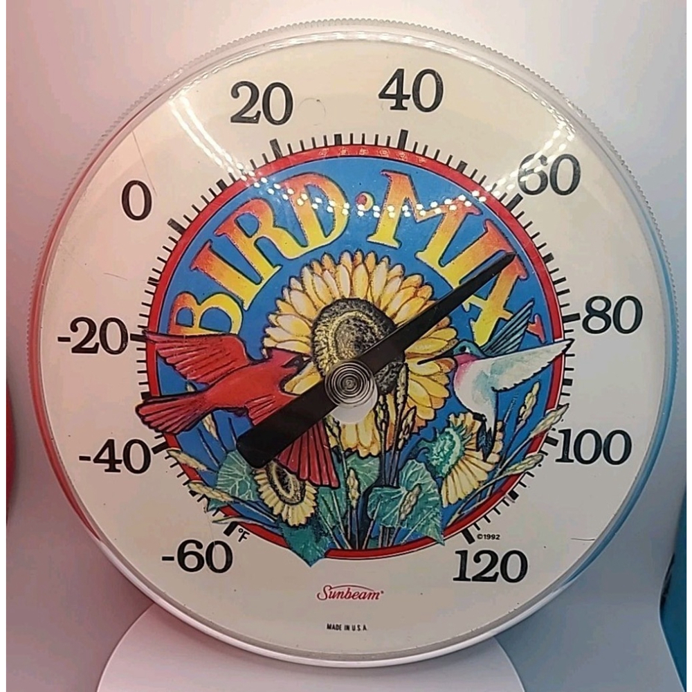 Vintage 90s 1992 Sunbeam Bird Mix Thermometer Made In USA Hummingbird Cardinal